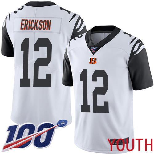 Cincinnati Bengals Limited White Youth Alex Erickson Jersey NFL Footballl #12 100th Season Rush Vapor Untouchable->youth nfl jersey->Youth Jersey